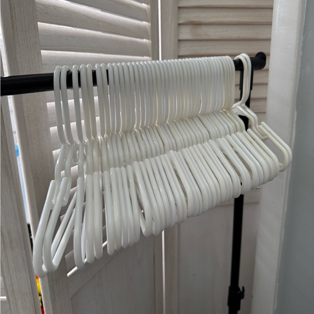 White Plastic Clothes Hangers for children size 11.5 long 3.5 high One Set of 42